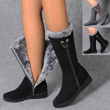 LADIES WOMENS BOOTS WARM WINTER FAUX FUR LINED HUG SNUGG CALF SHOES SIZE 2025