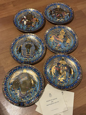 Certificated ~ Set 6 Royal Worcester Legends of the Nile ~ 22 Carat Gold ~Plates