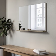 Rectangular Oak Mirror With Shelf 65 x 90cm - Boston BUN/BeBa_17582/90943