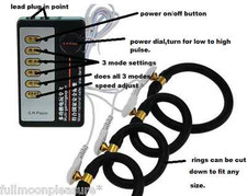 ELECTROSEX,ESTIM EMS TENS ENLARGEMENT SET WITH 4 CONDUCTIVE RINGS AND UNIT ,UK!