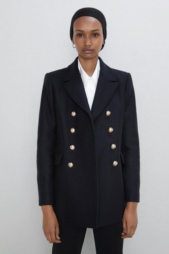 Rare zara navy double - zara,