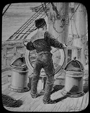 Magic Lantern Slide THE BINNACLE C1888 VICTORIAN ILLUSTRATION SHIPS COMPASS 