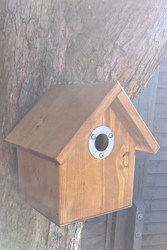 Wooden handmade bird box - wooden,