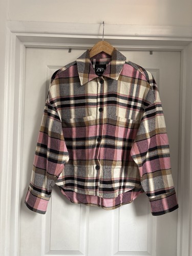 Zara women check pink cream - check,