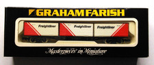 FARISH  N GAUGE  BOGIE WAGON WITH 3  X  20ft  CONTAINERS in  V.Good Boxed COND.