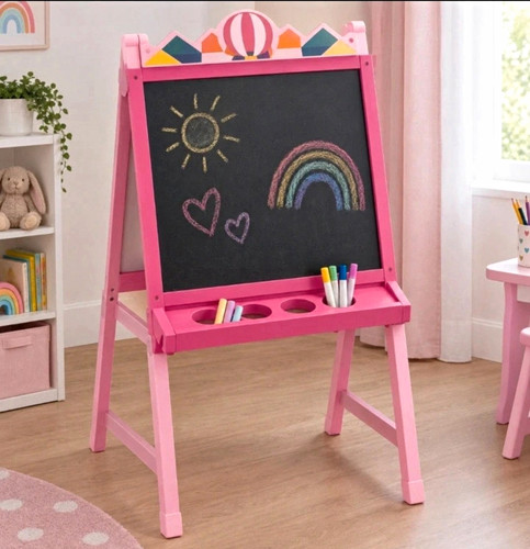 Pink wooden kids chalkboard - pink,