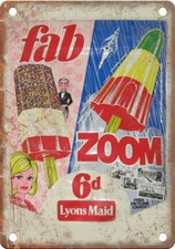 Lyons Maid Fab Zoom Ice Cream Ad 12" x 9" Reproduction Metal Sign N494
