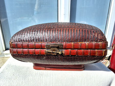 VINTAGE CHINESE WOVEN RATTAN BAMBOO STORAGE BOX