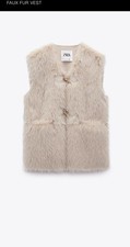 Zara Faux Fur Gilet Vest Beige