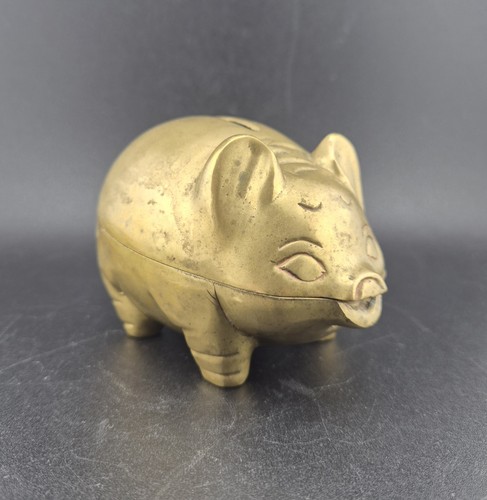 Vintage brass piggy - brass,