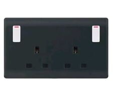 13 Amp Double Black Socket Outlet with Outboard Rockers
