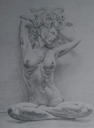 Pencil drawing seated nude - of,
