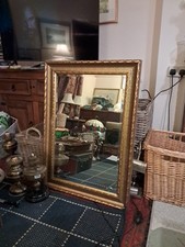 Large Vintage Gilt Ornate Wall Gold Carved Wooden Bevelled Mirror 90 X 65 Cm