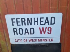 ORIGINAL LONDON ENAMEL STREET SIGN FERNHEAD  ROAD W9 CITY  OF WESTMINSTER 