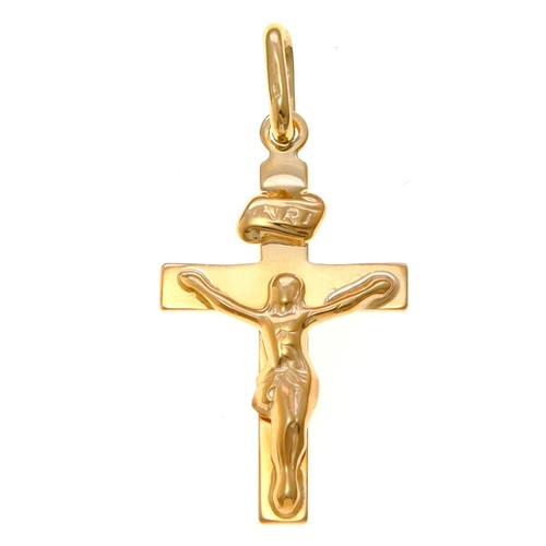 Small solid 9ct gold crucifix - gold,