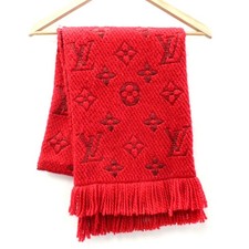 Ladies LOUIS VUITTON Red 94% Wool & 6% Silk Monogram Tassel Scarf N42
