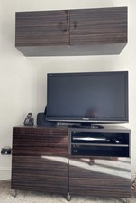 IKEA Besta Walnut & Black TV Unit with Wall Mounted Unit Above. Good Condition