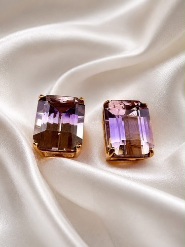 18k yellow gold ametrine stud - 18k,