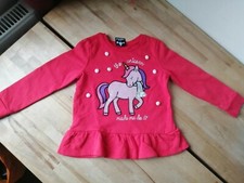 Xmas Girls Pink Sequin Unicorn Snowball Pompoms on front Top 18-24 months VGC