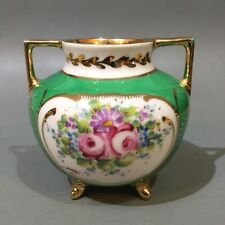 Limoges France Two Handled Porcelain Vase Hand Decorated Signed