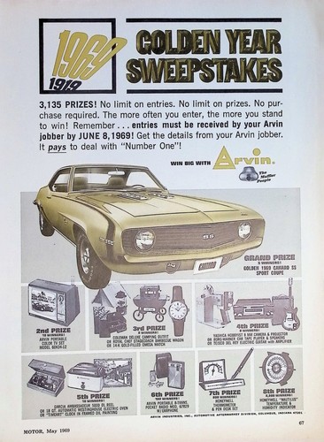 Original 1969 arvin golden - original, ad: