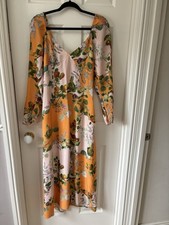 oasis orange floral maxi dress size 8 brand new with tags