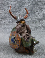 Clare Craft Pottery Viking Figure Bernard Pearson 1980’s Horned Helmet Shield 6"