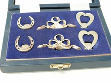 A.E.JONES BOXED SET OF 6  SOLID STERLING SILVER TABLE PLACE NAME CARD HOLDERS