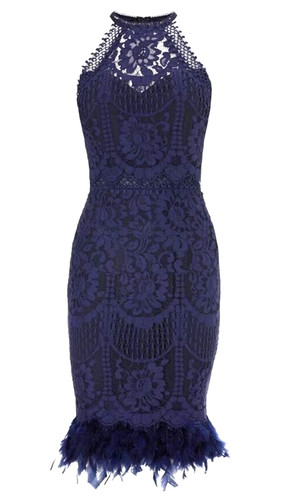Navy blue feather - feather, hem