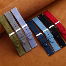 Suede Hand Stitched Genuine Leather Watch Band Strap 14/16/18/20/22mm Universal