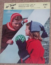 CHILD'S FAIRISLE HATS & GLOVES, 2 DESIGNS, VINTAGE PATTERN 1365, 3or 4PLY WOOL