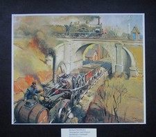 TERENCE CUNEO 8.60" x  7.10" RAIL PRINT  "PENYDARREN & CORNWALL"  READY TO FRAME
