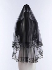 Black Wedding Veil with Flower