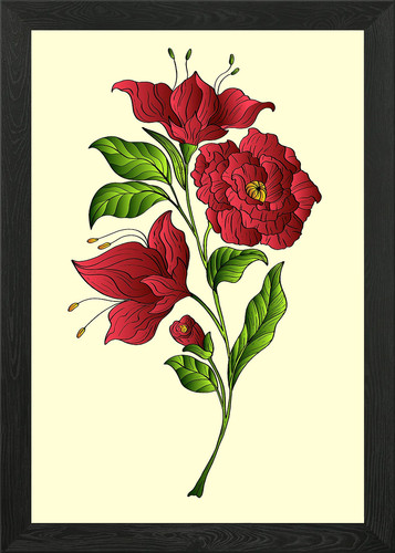 Red beautiful lily framed - lily, wall