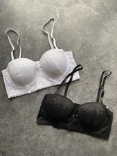 Longline Lace Balconette Bra in White Or Black Sizes 32 - 38 and B - DD Cup