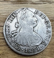 Mexico Spanish Colonial 8 Reales Carol Carolus IV 1804 (0.903) 