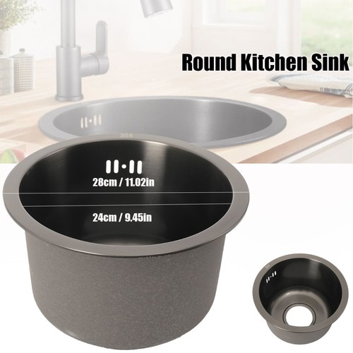 Black mini round kitchen - black, sink