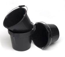 Black  PLASTIC Bucket with Handle IDEAL FOR GARDEN/ BUILDER/ WATER / 3 GALLON 