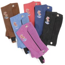 SHIRES BUDDIES CHILDRENS AMARA HALF CHAPS WASHABLE SYNTHETIC SUEDE HORSE RIDING