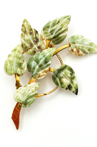 Vintage shell leaf brooch - vintage,