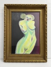 Abstract Oil Painting of Naked Woman Front in Gold Ornate Picture Frame