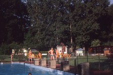 35mm Slide - Young Men In Trunks Around Swimming Pool, 1987