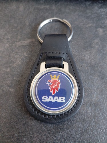 Saab enamel black leather - black, key