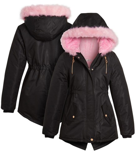 Girls fleece padded parka coat - fleece,
