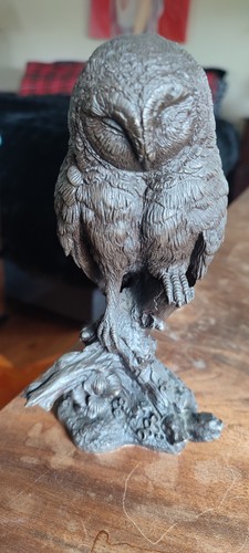 Barn owl statue bronze effect - owl,