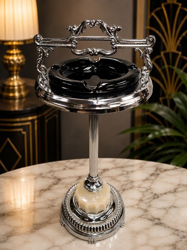Art deco chrome floor ashtray - chrome,