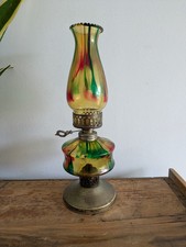 Vintage Hong Kong Mini Rainbow Glass Oil Lamp Rainbow Large Multi Coloured Drip