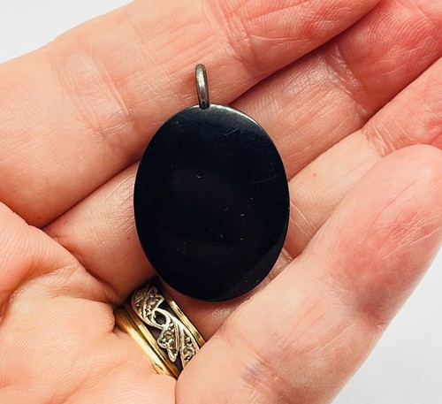 Antique oval whitby jet - oval,