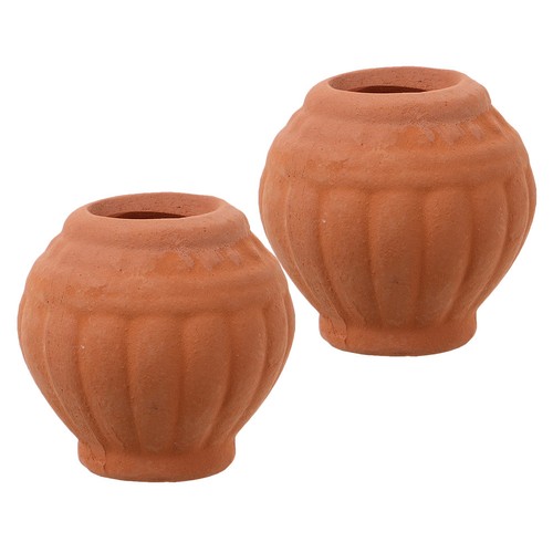 2pcs mini red terracotta pots - red,