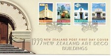 NEW ZEALAND  1999  FIRST DAY COVER. NEW ZEALAND ART DECO BUILDINGS.
